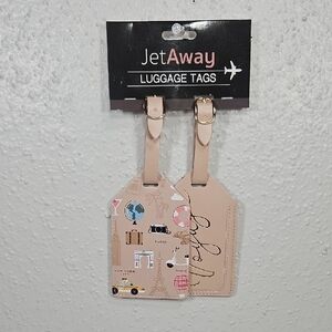 Jet Away Creamy Pink Bon Voyage Travel Tags with Fun Print Set of 2